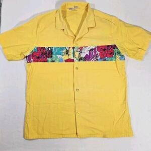 Vintage Sea Waves Mens Hawaiian Button Down Shirt Size Medium USA